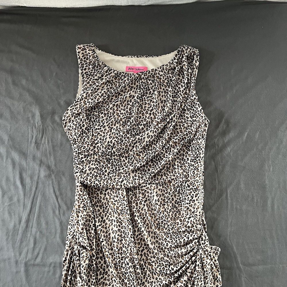 Betsey Johnson Leopard Cheetah Print Ruched Bodycon Dress - Picture 3 of 9